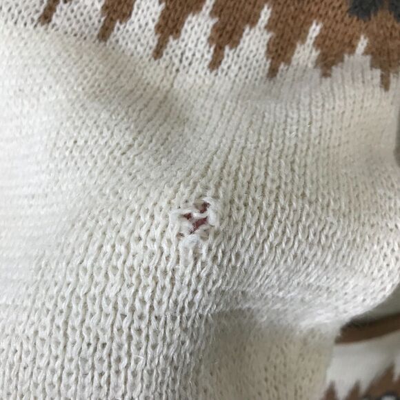 White Ram Vintage 70s Men's Cardigan Sweater M The Dude Geometric Wool Blend - Picture 2 of 11